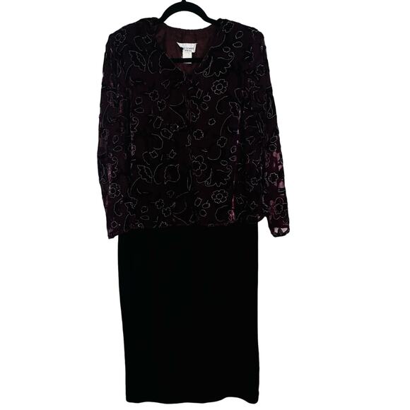 Miss Dorby Dresses & Skirts - Miss Dorby Vintage Velvet Burnout Velour Midi Cardigan Dress Size XL Petite Red